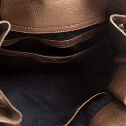 Pre Owned Aigner Metallic Brown Pebbled Leather Logo Tote