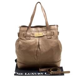 Pre Owned Aigner Metallic Brown Pebbled Leather Logo Tote