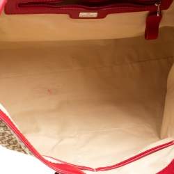 Pre Owned Aigner Beige/Red Signature Canvas Shopping Tote