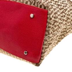 Pre Owned Aigner Beige/Red Signature Canvas Shopping Tote