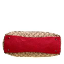 Pre Owned Aigner Beige/Red Signature Canvas Shopping Tote