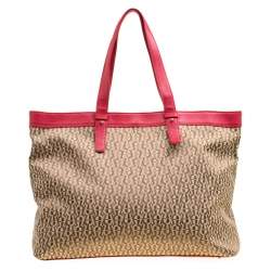 Pre Owned Aigner Beige/Red Signature Canvas Shopping Tote