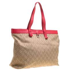 Pre Owned Aigner Beige/Red Signature Canvas Shopping Tote