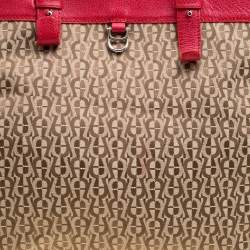Pre Owned Aigner Beige/Red Signature Canvas Shopping Tote