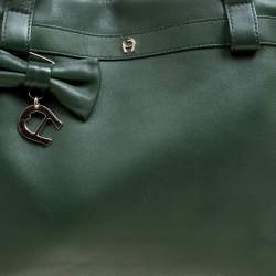 Pre Owned Aigner Green Leather Tote