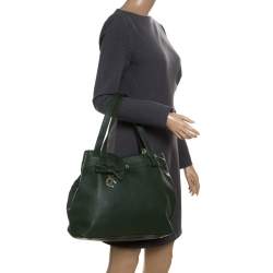 Pre Owned Aigner Green Leather Tote