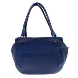 Pre Owned Aigner Blue Violet Leather Satchel