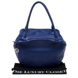 Pre Owned Aigner Blue Violet Leather Satchel