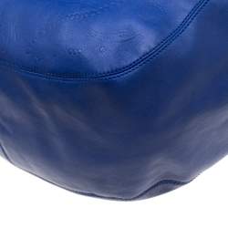 Pre Owned Aigner Blue Violet Leather Satchel