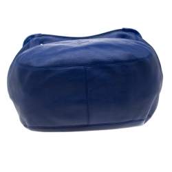 Pre Owned Aigner Blue Violet Leather Satchel