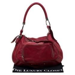 Aigner Red Leather Tassels Hobo 