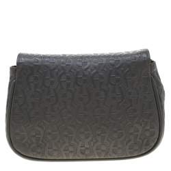 Pre Owned Aigner Grey Leather Chain Crossbody Bag