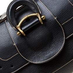 Pre Owned Aigner Black Leather Hyde Park Frame Satchel