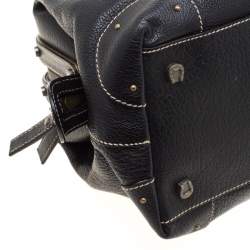 Pre Owned Aigner Black Leather Hyde Park Frame Satchel