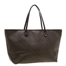 Pre Owned Aigner Beige/Brown Signature Coated Canvas Shopper Tote