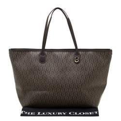 Pre Owned Aigner Beige/Brown Signature Coated Canvas Shopper Tote