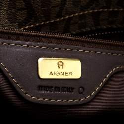 Pre Owned Aigner Beige/Brown Signature Coated Canvas Shopper Tote