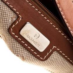 Pre Owned Aigner Pink/Brown Leather Logo Buckle Hobo