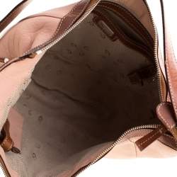Pre Owned Aigner Pink/Brown Leather Logo Buckle Hobo