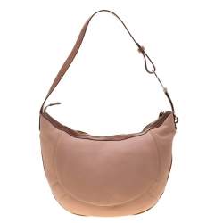 Pre Owned Aigner Pink/Brown Leather Logo Buckle Hobo