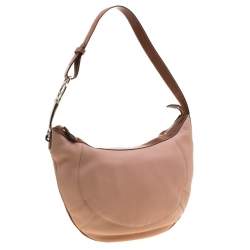 Pre Owned Aigner Pink/Brown Leather Logo Buckle Hobo