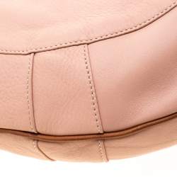 Pre Owned Aigner Pink/Brown Leather Logo Buckle Hobo