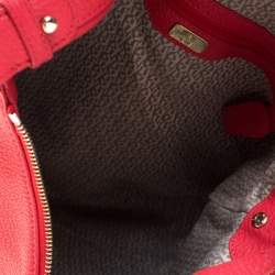 Pre Owned Aigner Pink Leather Top Zip Hobo