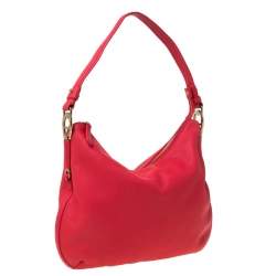 Pre Owned Aigner Pink Leather Top Zip Hobo