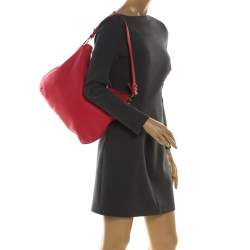 Pre Owned Aigner Pink Leather Top Zip Hobo