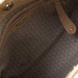 Pre Owned Aigner Beige Croc Embossed Leather Tote