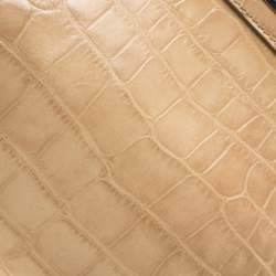 Pre Owned Aigner Beige Croc Embossed Leather Tote