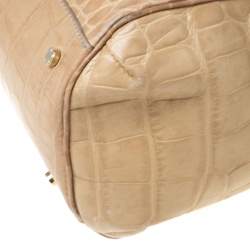 Pre Owned Aigner Beige Croc Embossed Leather Tote