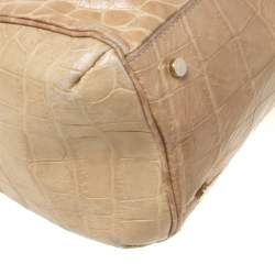 Pre Owned Aigner Beige Croc Embossed Leather Tote