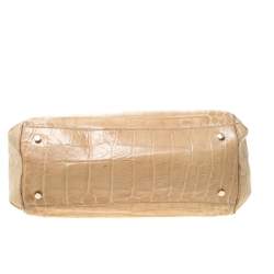 Pre Owned Aigner Beige Croc Embossed Leather Tote