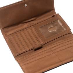 Aigner Brown/White Signature Canvas Continental Flap Wallet