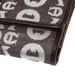 Aigner Brown/White Signature Canvas Continental Flap Wallet