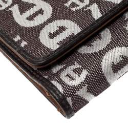 Aigner Brown/White Signature Canvas Continental Flap Wallet