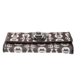 Aigner Brown/White Signature Canvas Continental Flap Wallet