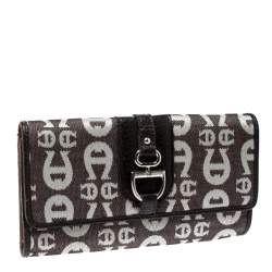 Aigner Brown/White Signature Canvas Continental Flap Wallet