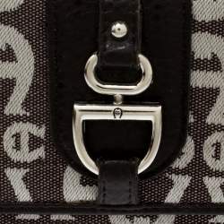 Aigner Brown/White Signature Canvas Continental Flap Wallet