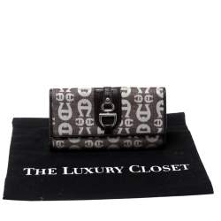 Aigner Brown/White Signature Canvas Continental Flap Wallet