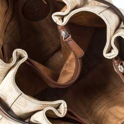 Pre Owned Aigner Beige/Brown Signature Coated Canvas and Leather Belted Tote