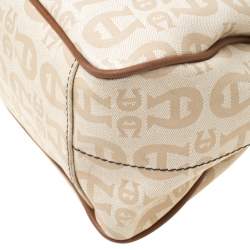 Pre Owned Aigner Beige/Brown Signature Coated Canvas and Leather Belted Tote