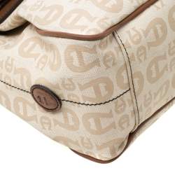 Pre Owned Aigner Beige/Brown Signature Coated Canvas and Leather Belted Tote
