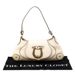 Pre Owned Aigner Cream Leather Shoulder Bag