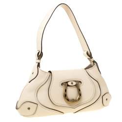 Pre Owned Aigner Cream Leather Shoulder Bag