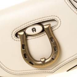 Pre Owned Aigner Cream Leather Shoulder Bag