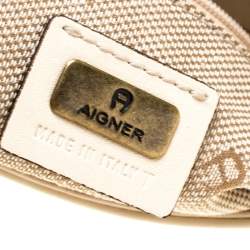 Pre Owned Aigner Cream Leather Shoulder Bag