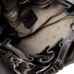 Pre Owned Aigner Metallic Grey Leather Shoulder Bag