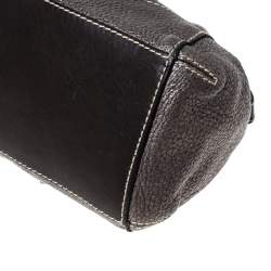 Pre Owned Aigner Metallic Grey Leather Shoulder Bag